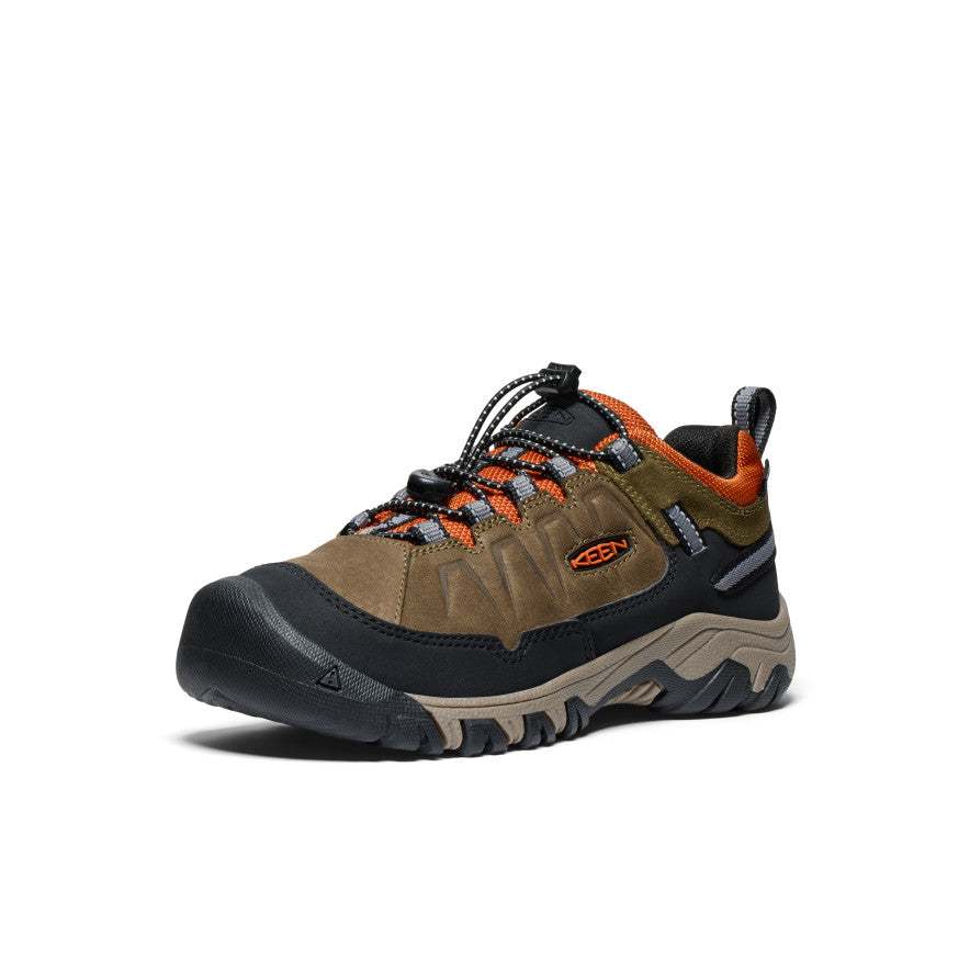 Big Kids' Targhee IV Waterproof Hiking Shoe | Dark Olive/Gold Flame - Image 3